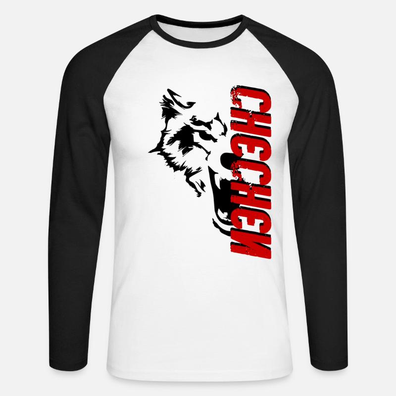 Chechnya wolf Chechen Borz - Unisex Baseballshirt langarm - Weiß/Schwarz