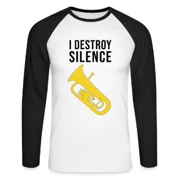 Euphonium - I DESTROY SILENCE - T-shirt baseball manches longues Homme - blanc/noir - Devant - Nik (191cm)