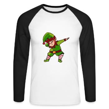 Weihnachten Elfe dabbing Wichtel Kinder Geschenk - Unisex Baseballshirt langarm - Weiß/Schwarz - Vorne - Nik (191cm)