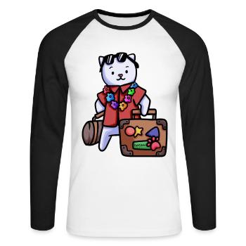 Cadeau de vacances enfants chat aéroport valise miaou - T-shirt baseball manches longues Homme - blanc/noir - Devant - Nik (191cm)