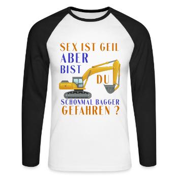 Bagger Shirt • Bagger fahren • Bagger Geschenke - Unisex Baseballshirt langarm - Weiß/Schwarz - Vorne - Nik (191cm)