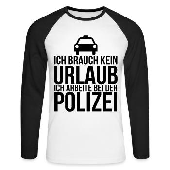 Polizist - Unisex Baseballshirt langarm - Weiß/Schwarz - Vorne - Nik (191cm)