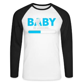 Baby Shower Enceinte Naissance Baby Celebration Baby Gift - T-shirt baseball manches longues Homme - blanc/noir - Devant - Nik (191cm)