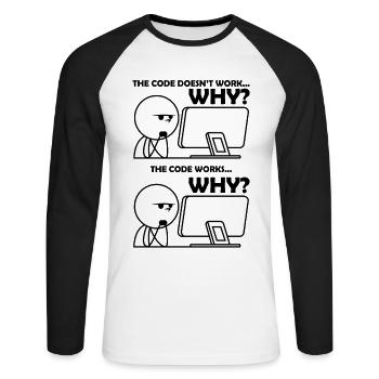 Programmierung Code Witzig - Unisex Baseballshirt langarm - Weiß/Schwarz - Vorne - Nik (191cm)