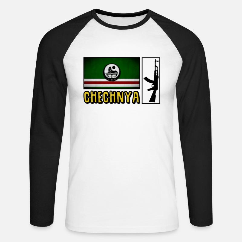 Chechnya Flagge Chechen Soldier - Unisex Baseballshirt langarm - Weiß/Schwarz