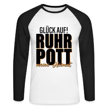 Bonne chance ! Ruhrpott - Ma patrie - T-shirt baseball manches longues Homme - blanc/noir - Devant - Nik (191cm)