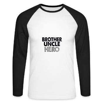 brother uncle hero - T-shirt baseball manches longues Homme - blanc/noir - Devant - Nik (191cm)