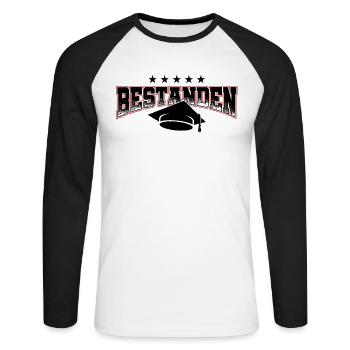 Bachelor Master Abschluss Promotion Sponsion Uni - Unisex Baseballshirt langarm - Weiß/Schwarz - Vorne - Nik (191cm)