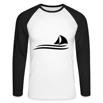 Voile | Marin cadeau | Cadeau voile drôle - T-shirt baseball manches longues Homme - blanc/noir - Devant - Nik (191cm)