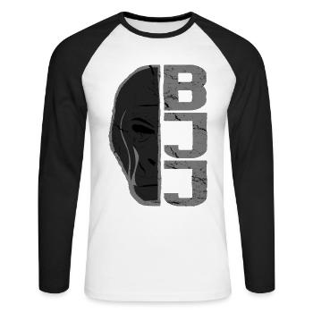 BJJ Brazilian Jiu jitsu Gorilla MMA - Unisex Baseballshirt langarm - Weiß/Schwarz - Vorne - Nik (191cm)