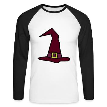 Chapeau de sorcière Halloween chapeau de sorcières - T-shirt baseball manches longues Homme - blanc/noir - Devant - Nik (191cm)