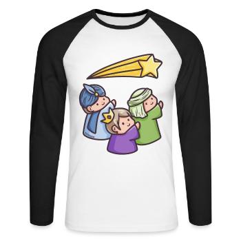 Heilige drei Könige Morgenland Weihnacht Geschenk - Unisex Baseballshirt langarm - Weiß/Schwarz - Vorne - Nik (191cm)