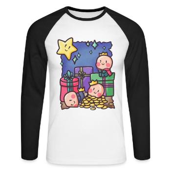 Heilige drei Könige Morgenland Weihnacht Geschenk - Unisex Baseballshirt langarm - Weiß/Schwarz - Vorne - Nik (191cm)