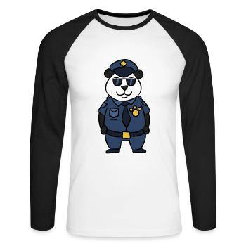 Police security panda bear cartoon kids gift - Unisex Long Sleeve Baseball T-Shirt - white/black - Front - Nik (191cm)