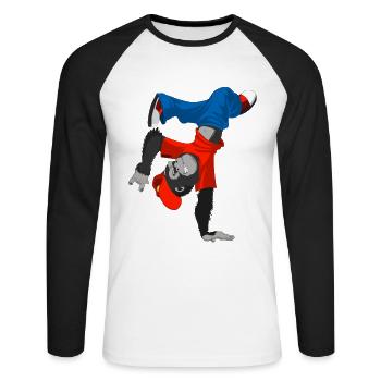 Gorilla Affe Zoo Breakdance tanzen Kinder Geschenk - Unisex Baseballshirt langarm - Weiß/Schwarz - Vorne - Nik (191cm)