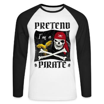 Prétendre que je suis un pirate - T-shirt baseball manches longues Homme - blanc/noir - Devant - Nik (191cm)