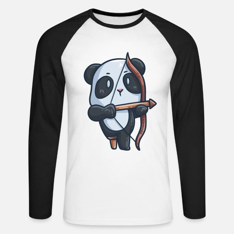 Panda Archery Disability Denture Gift - Unisex Long Sleeve Baseball T-Shirt - white/black