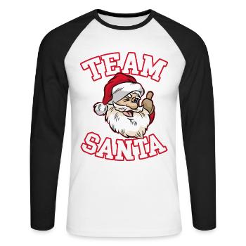 TEAM SANTA - T-shirt baseball manches longues Homme - blanc/noir - Devant - Nik (191cm)