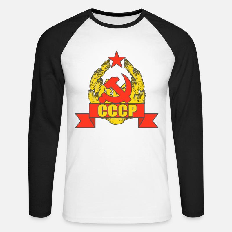 Comunismo URSS Bandiera comunista - Maglia da baseball a manica lunga da uomo - bianco/nero