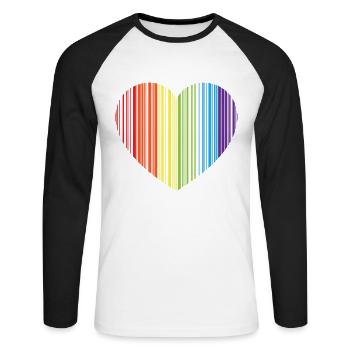 RAINBOW BARCODE HEART - RAINBOW BARCODE HEART - T-shirt baseball manches longues Homme - blanc/noir - Devant - Nik (191cm)