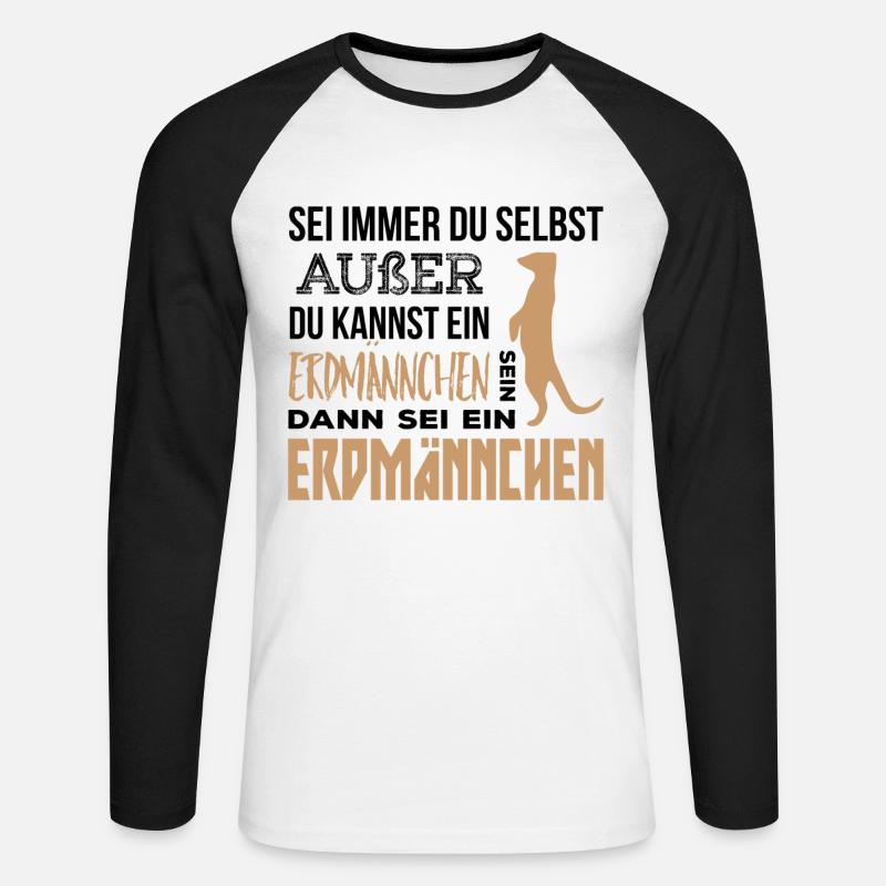 Erdmännchen Geschenk - Unisex Baseballshirt langarm - Weiß/Schwarz