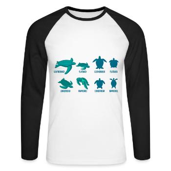 Turtles species gift for divers - Unisex Long Sleeve Baseball T-Shirt - white/black - Front - Nik (191cm)