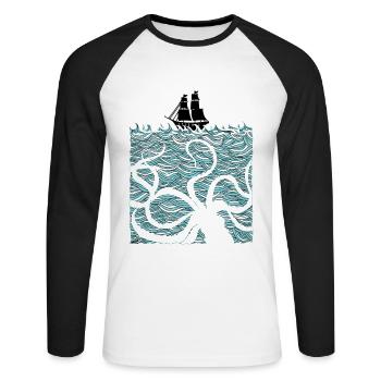 Sea Monster Octopus Octopus Octopus Sea Animal Gift - Unisex Long Sleeve Baseball T-Shirt - white/black - Front - Nik (191cm)