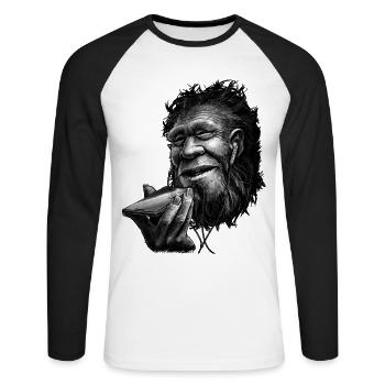 Caveman time travel - Unisex Long Sleeve Baseball T-Shirt - white/black - Front - Nik (191cm)