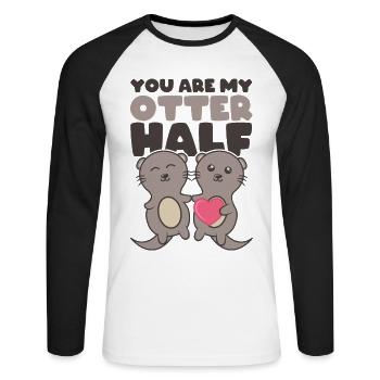 MY OTTER HALF LOVE Sea Otter Gift For Couples - Unisex Long Sleeve Baseball T-Shirt - white/black - Front - Nik (191cm)