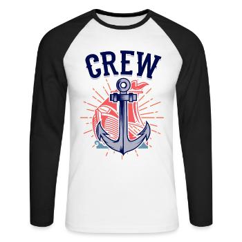 CREW ANKER Vintage SEGELCREW Segeln Teambuilding - Unisex Baseballshirt langarm - Weiß/Schwarz - Vorne - Nik (191cm)