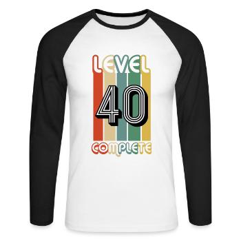 40e anniversaire cadeau de jeu - T-shirt baseball manches longues Homme - blanc/noir - Devant - Nik (191cm)
