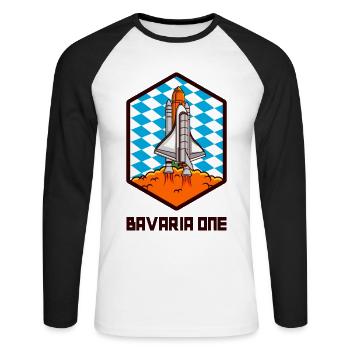 BAVARIA ONE Espace Bavière Cadeau - T-shirt baseball manches longues Homme - blanc/noir - Devant - Nik (191cm)