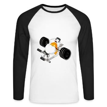 oeuf drôle de forme physique / oeuf drôle - T-shirt baseball manches longues Homme - blanc/noir - Devant - Nik (191cm)