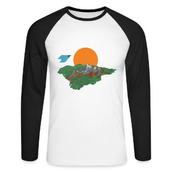 PolyFighter Gaming Gamer Zocken Retro T Shirt - Unisex Baseballshirt langarm - Weiß/Schwarz - Vorne - Nik (191cm)