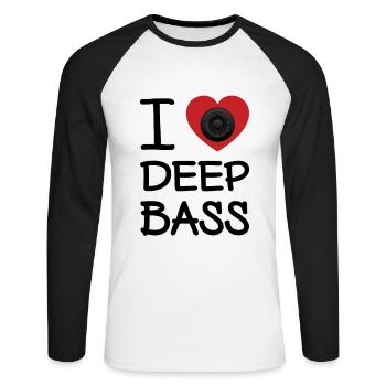 I LOVE DEEP BASS - Unisex Long Sleeve Baseball T-Shirt - white/black - Front - Nik (191cm)