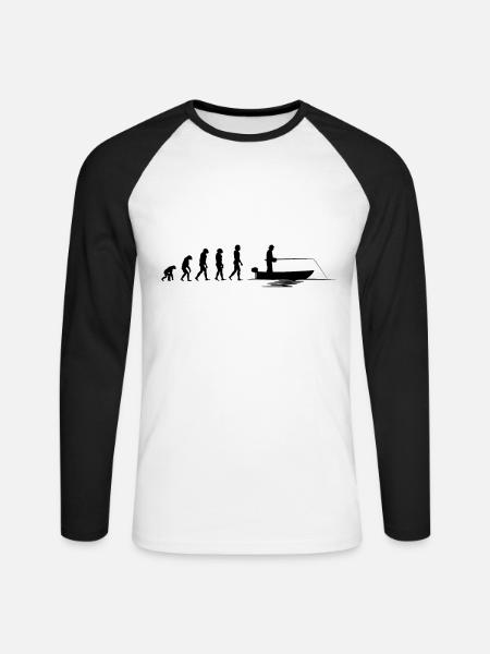 Evolution Fischer |Evolution Angler - Unisex Baseballshirt langarm - Weiß/Schwarz