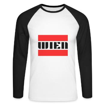 Vienna! - Unisex Long Sleeve Baseball T-Shirt - white/black - Front - Nik (191cm)