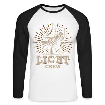 LIGHT CREW Retro light lighting technician gift - Unisex Long Sleeve Baseball T-Shirt - white/black - Front - Nik (191cm)