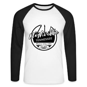 Nashville Tenessee - T-shirt baseball manches longues Homme - blanc/noir - Devant - Nik (191cm)