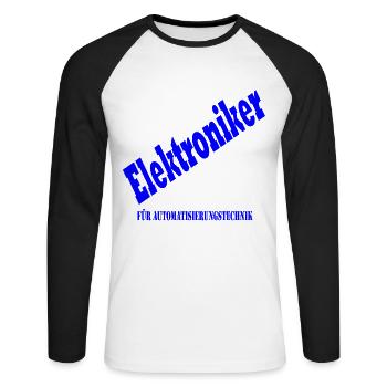 Elektroniker für Automatisierungstechnik - Unisex Baseballshirt langarm - Weiß/Schwarz - Vorne - Nik (191cm)