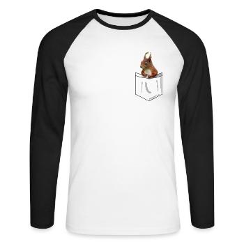 Eichhörnchen in der Tasche Süß - Unisex Baseballshirt langarm - Weiß/Schwarz - Vorne - Nik (191cm)