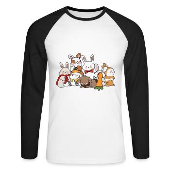 Hase Süß Kaninchen Spruch - Unisex Baseballshirt langarm - Weiß/Schwarz - Vorne - Nik (191cm)