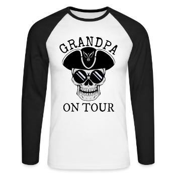 Grandpa grandfather pensioner on tour traveling - Unisex Long Sleeve Baseball T-Shirt - white/black - Front - Nik (191cm)