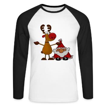 équipe de Noël - T-shirt baseball manches longues Homme - blanc/noir - Devant - Nik (191cm)
