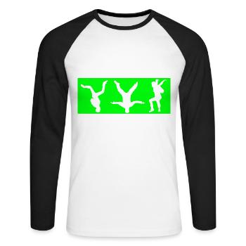 Fallschirm, Freefly, Skydiving, Fallschirmspringer - Unisex Baseballshirt langarm - Weiß/Schwarz - Vorne - Nik (191cm)