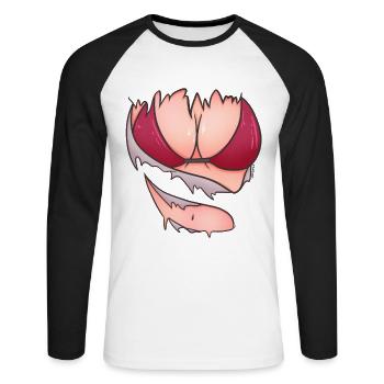 Women's Breasts Titties Tits Funny Party - Unisex Long Sleeve Baseball T-Shirt - white/black - Front - Nik (191cm)