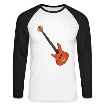 Guitare électrique - T-shirt baseball manches longues Homme - blanc/noir - Devant - Nik (191cm)