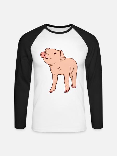 Pig Pig Pig Pig Pig - Unisex Long Sleeve Baseball T-Shirt - white/black