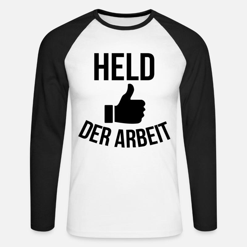 Held der Arbeit - Unisex Baseballshirt langarm - Weiß/Schwarz