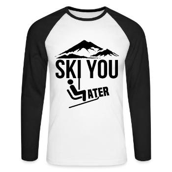Ski you later - Unisex Long Sleeve Baseball T-Shirt - white/black - Front - Nik (191cm)